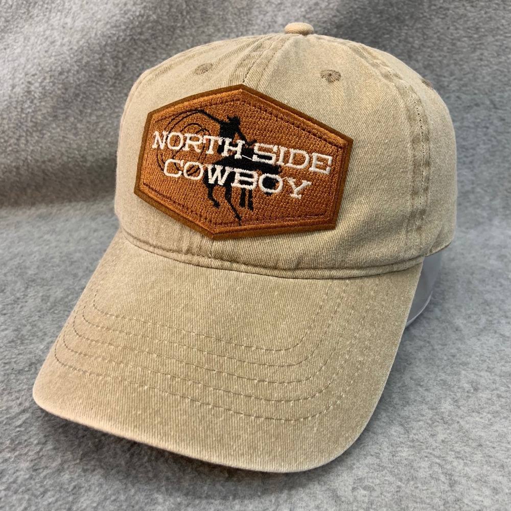 North Side Cowboy Patch Mens Tan Unbranded Baseball Hat Embroidered OSFA